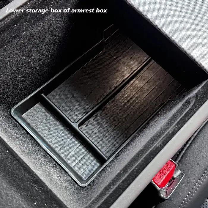 Boîte de rangement pour accoudoir TESY pour Tesla Y Juniper avec tapis antidérapant en silicone ABS et porte-gobelets pour rangement de console et organisation de voiture occassions spéciales