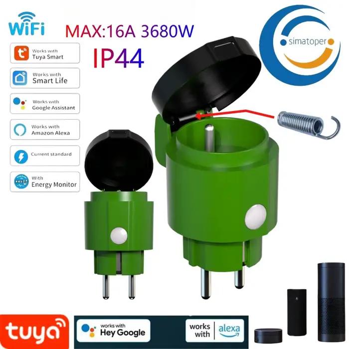 Prises WiFi extérieures Simatoper intelligentes avec application Smart Life surveillance de la consommation d'énergie protection IP44 pour jardin terrasse et espaces extérieurs