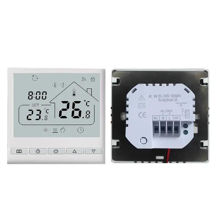 Thermostat intelligent WiFi 5 + 2 Programmable 3A, chauffage de l'eau, commande vocale Tuya, installation à monter soi-même, écran LCD, température intelligente