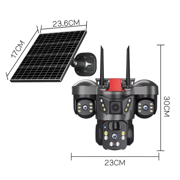 Caméra solaire WiFi sans fil pour extérieur triple objectif 8K étanche IP66 surveillance de sécurité pour maison jardin entreprise occasions spéciales