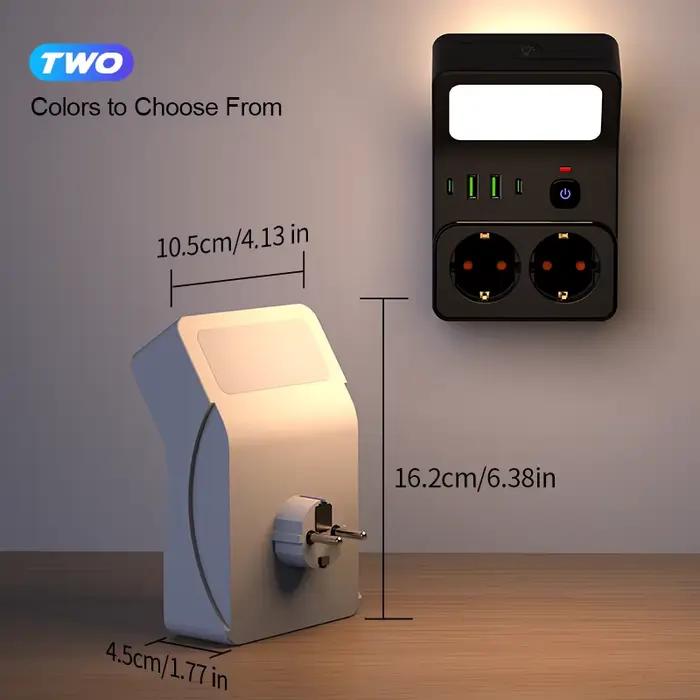 Multiprise murale UE avec 2 prises CA, 2 ports USB et 2 ports Type-C