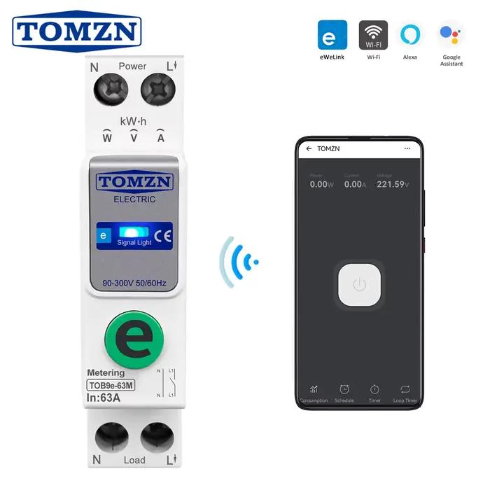 TOMZN TOB9e-63M Ewelink 110V 220V WIFI compteur d'énergie intelligent Kwh mesure surveillance disjon