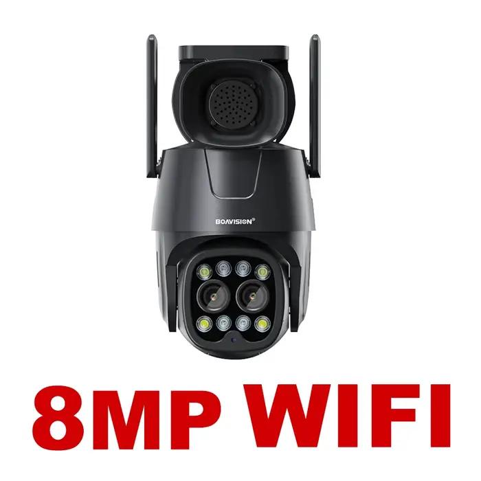 Caméra IP Wifi/4G carte Sim PTZ 4MP 8MP double objectif 2.8mm-8mm 10X Zoom extérieur AI suivi humain couleur Vision