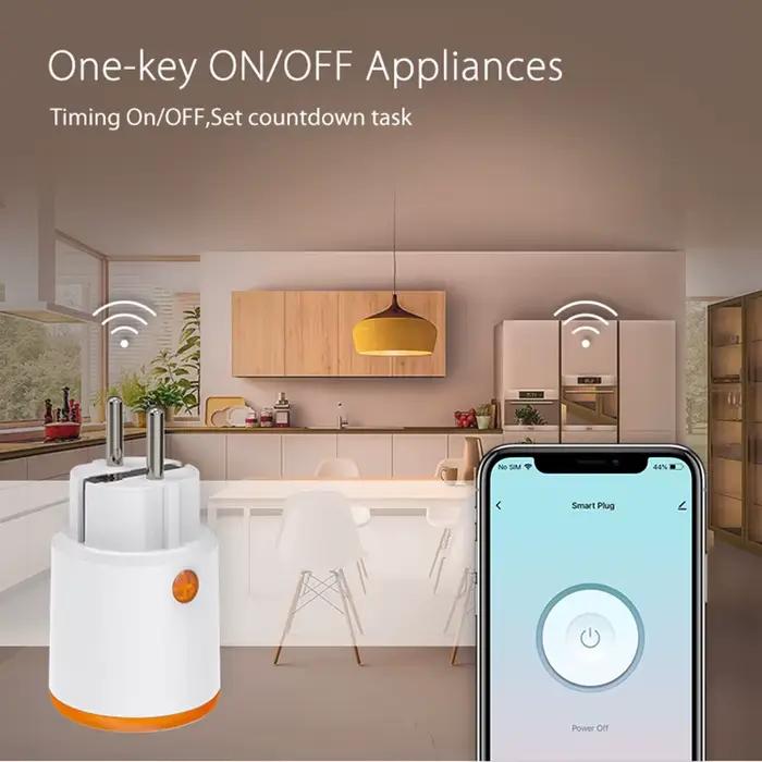 Prise intelligente Zigbee 16A EU avec fonction de surveillance de la puissance, commande vocale et synchronisation pour maison connectée utilisant HomeKit, Alexa, Google Home et Yandex