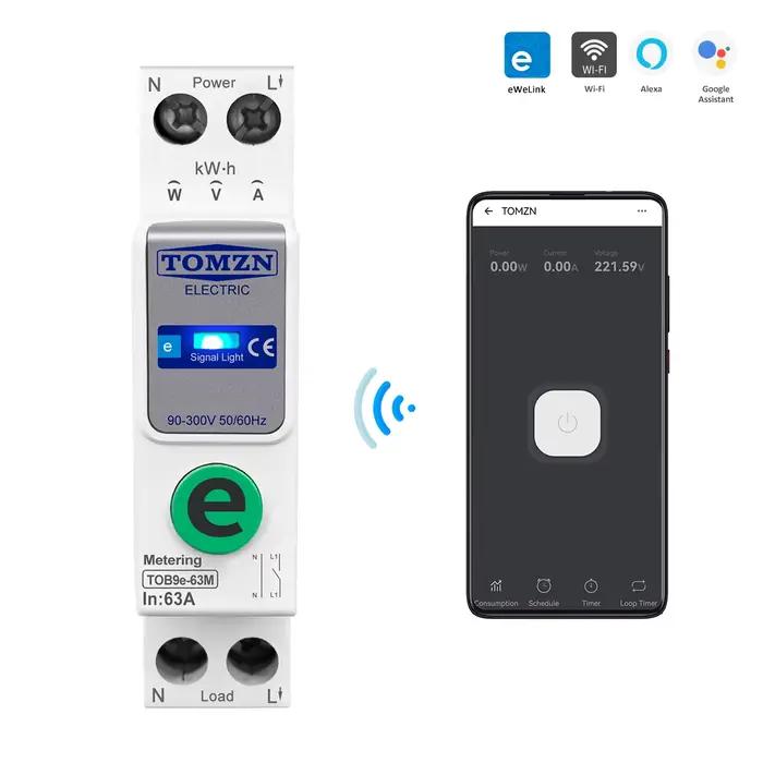 TOMZN TOB9e-63M Ewelink 110V 220V WIFI compteur d'énergie intelligent Kwh mesure surveillance disjoncteur minuterie relais maison intelligente 63A