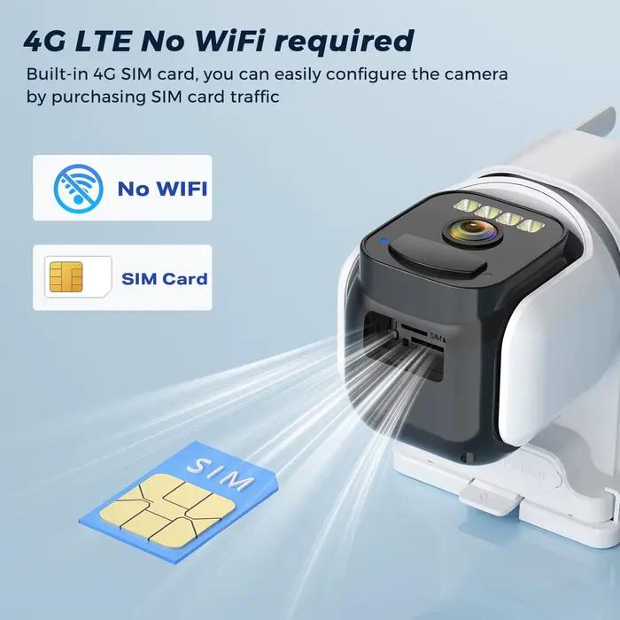 Caméra Solaire 4G SIM 5MP PIR Détection Humaine Intégrée 7500mAh Batterie Rechargeable Surveillance Caméra IP o-kam Pro pour Maison, Jardin, Magasin et Propriété Secondaire