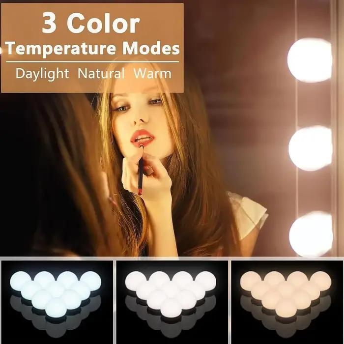 Lampe de miroir LED NEWBIRTH 12V à intensité variable pour coiffeuse avec 3 couleurs d'émission naturelle, blanche chaude et jaune clair pour les occasions spéciales et le quotidien