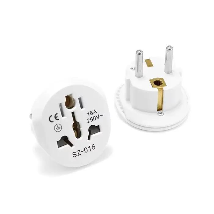 Adaptateur de prise ue 16A 250V, convertisseur d'adaptateur de voyage ue, 2 prises rondes universell