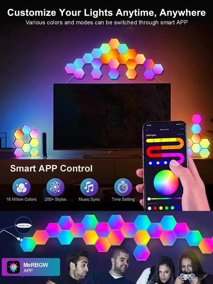 Fivemi RGB applique murale hexagonale intelligente couleur changeante veilleuse ambiante hexagonale