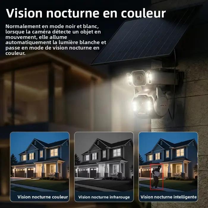 Caméra de surveillance extérieure solaire LS VISION avec enregistrement vidéo 24h/24 et 7j/7