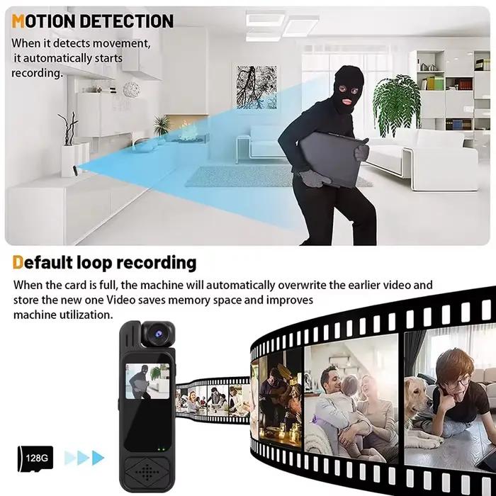 Mini caméra Linge numérique Full HD 1080p avec vision nocturne infrarouge pour surveillance quotidienne occasions spéciales enfants bureau voiture