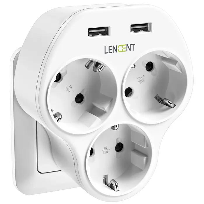 Multiprise LENCENT avec 4 Ports USB et Prise Secteur pour Charge Simultanée Appareils Électroniques Usage Général Occasions Spéciales