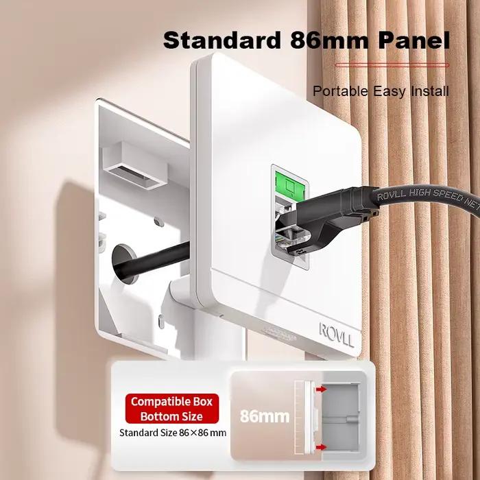 Plaque murale ROVLL RJ45 RJ11 1/2 ports pour connecteur Keystone CAT6 CAT5e CAT5 Ethernet (prise non incluse)