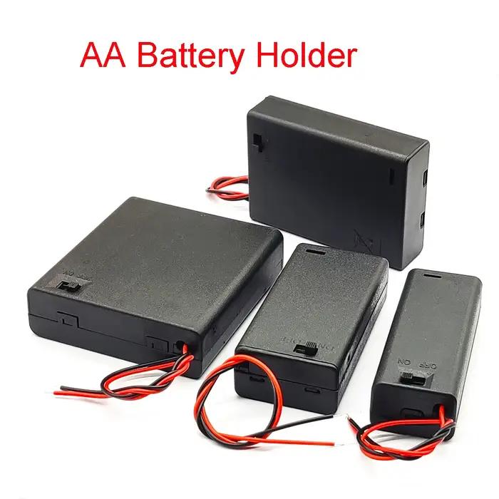 Boîte de stockage de batteries pour piles AA 1/2/3/4 avec interrupteur et couvercle à vis pour rangement pratique et alimentation stable usage quotidien et cadeau idéal