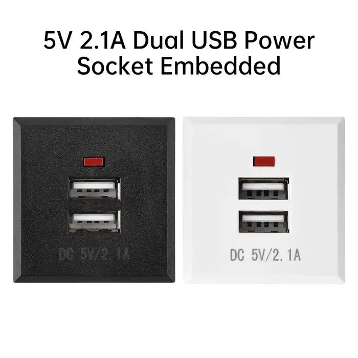 Module de prise de bureau 5V 2.1A avec double port USB intégré et indicateur LED