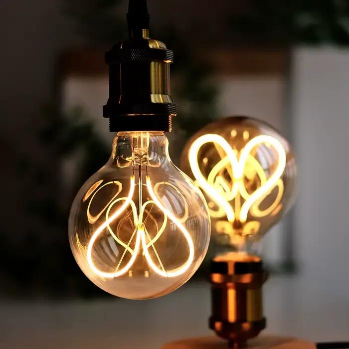 TIANFAN Vintage ampoule Led G95/G30 Edison ampoule 4W Dimmable 220V 110V E26 E27 coeur Filament ampo
