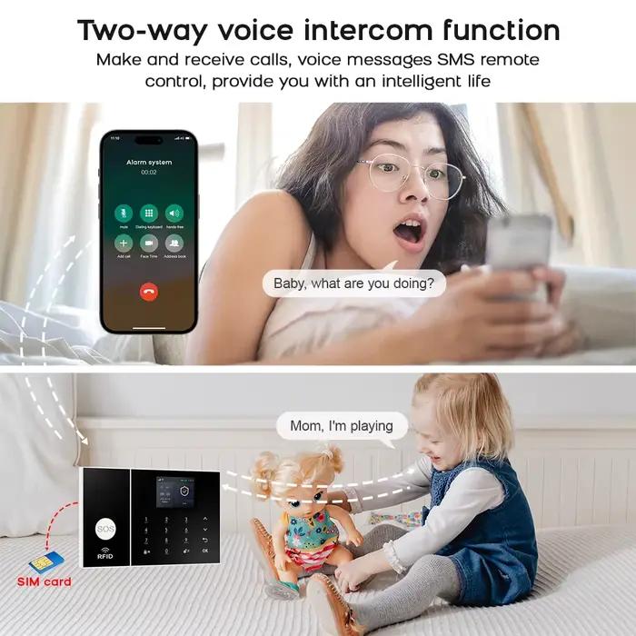 Système d'alarme intelligent pour maison connectée 4G WiFi sans fil avec contrôle par application compatible Tuya Alexa Google Home sans frais mensuels sécurité maison connectée occasionnels offerts sécurité domestique