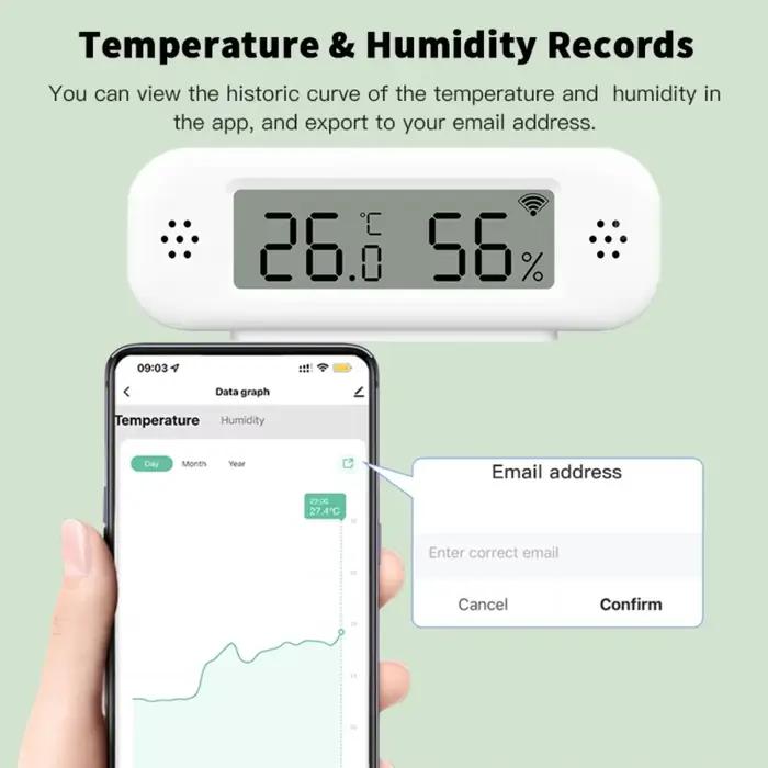 Tuya WiFi Mini température humidité pour maison intelligente thermomètre hygromètre APP alarme à distance fonctionne avec Google Home Yandex Alexa