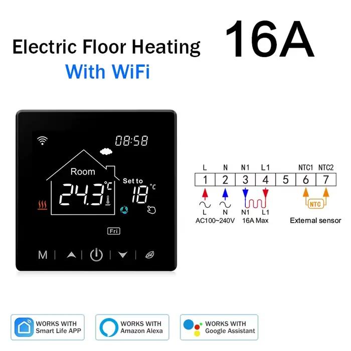 Tuya – Thermostat de chauffage Wifi pour maison intelligente, chauffage au sol, eau, chaudière à gaz