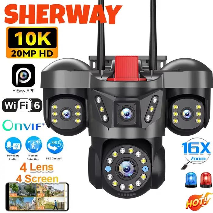 Caméra IP WiFi extérieure 10K 20MP UHD à quatre objectifs