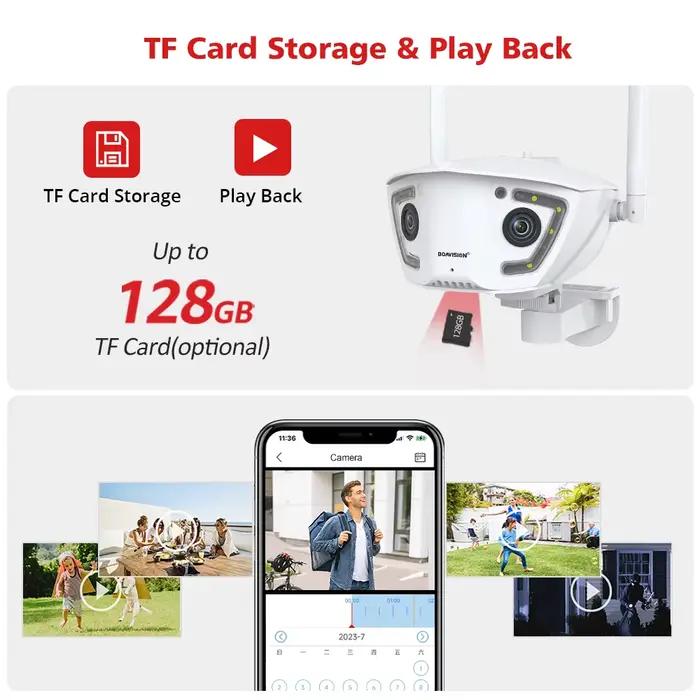 Caméra de surveillance Wifi extérieure 4MP POE double objectif 180 °