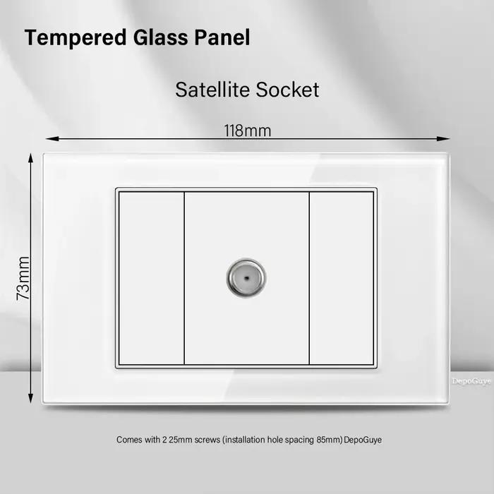 Prise murale américaine avec indicateur LED et chargeur rapide USB Type-C en verre trempé pour décoration et contrôle d'éclairage