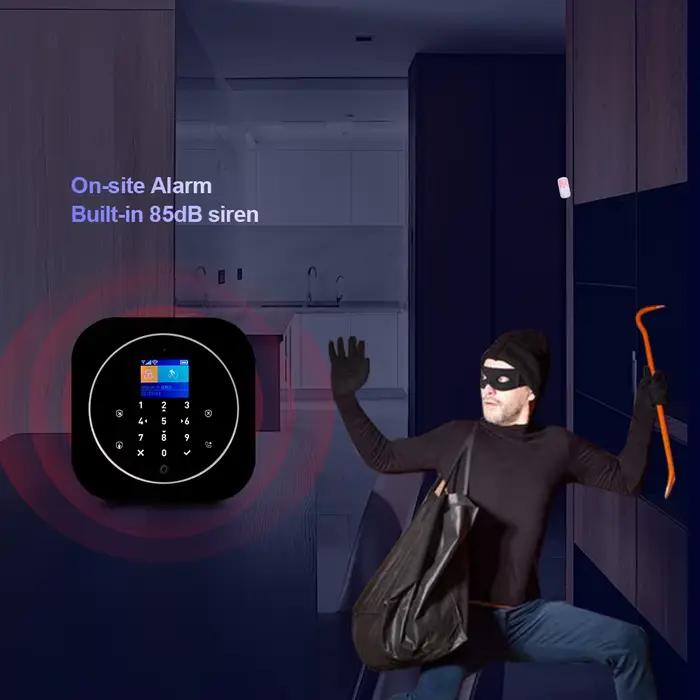Kit de Système d'Alarme Domestique sans Fil Tuya WiFi 101 Système de Sécurité Domestique avec Porte et Capteur de Mouvement Contrôle d'Application Smart Life Protection Maison Bureau Sécurité Fête Familiale Offre
