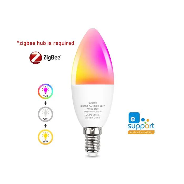 Ewelink E14 ampoule Led Wifi intelligente Zigbee RGBCW lampe à bougie fonctionne avec Alexa Amazon Google Home Yandex Alice Smartthings