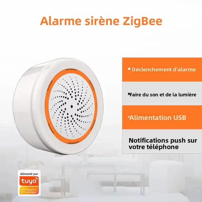 Haozee Tuya ZigBee sirène intelligente alarme 90dB lumière sonore