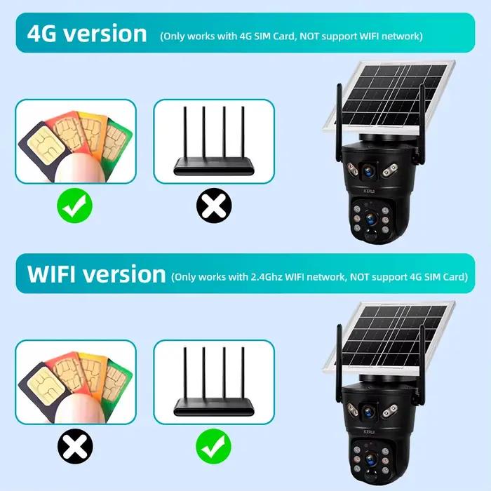 KERUI Imperméable en plein air 6MP 4G SIM WIFI caméra solaire