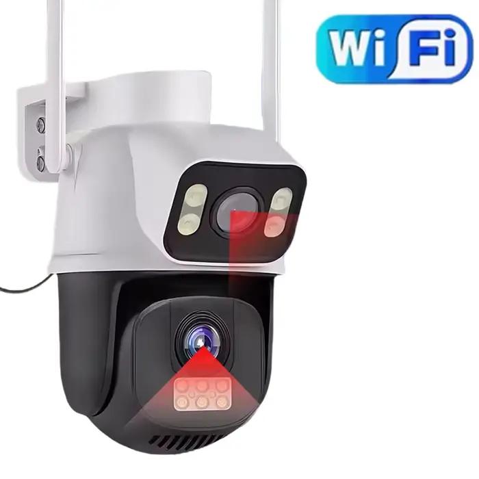 Caméra de surveillance extérieure sans fil WiFi 8MP 4G avec carte SIM, double objectif, double écran