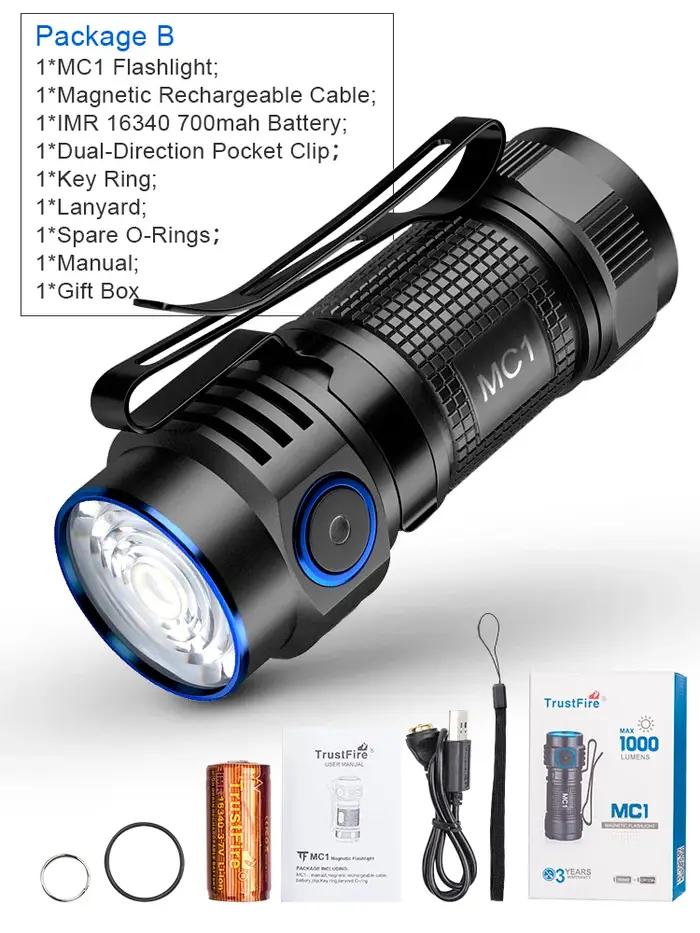Trustfire MC1 lampe de poche Rechargeable Usb 1000Lumen EDC