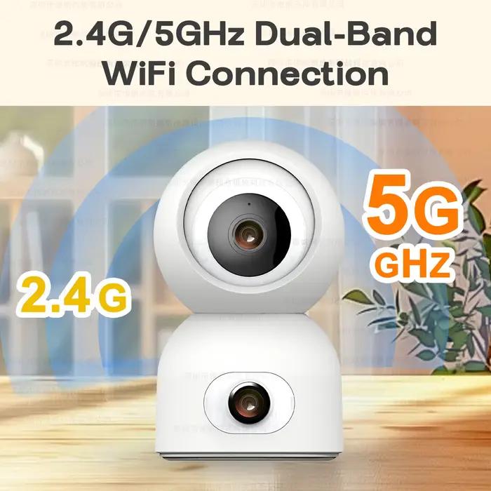 Caméra de sécurité IP PTZ intérieure Tuya 4K 8MP à double objectif 5G WiFi
