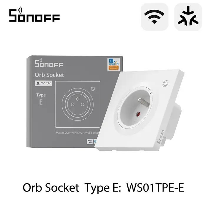 SONOFF WS01TPE-E Prise Murale Intelligente Wi-Fi EU Type E avec Suivi de Consommation Énergétique et Compatibilité Matter Apple Home
