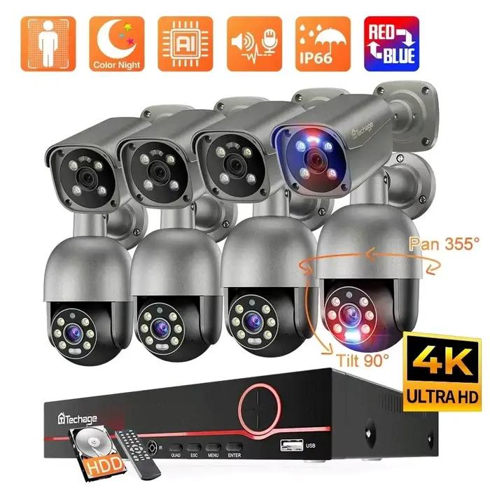 Techage-Kit de Caméra de Sécurité 4K 8MP
