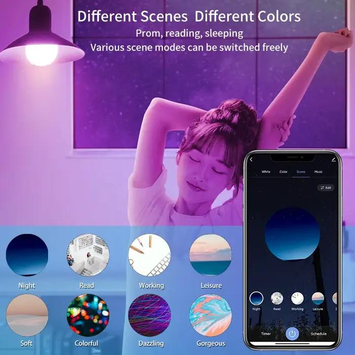 Tuya Smart LED Ampoule E27 APP Contrôle Dimmable Lumière Bluetooth RGB Lampe 220V Chambre Décoration Partie Éclairage