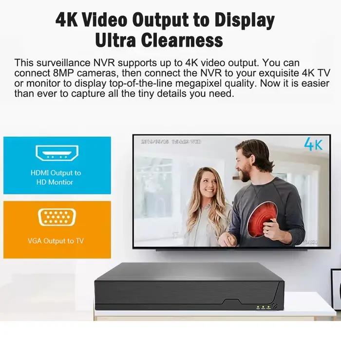 4K 8MP Tuya vie intelligente 8CH 4CH POE ONVIF NVR enregistreur vidéo H.265 caméra IP système de vidéosurveillance