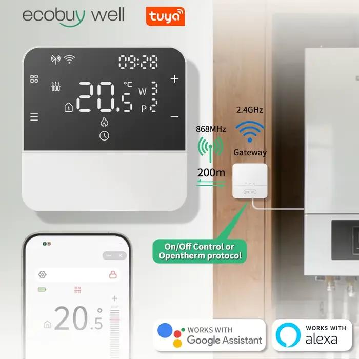 Thermostat Wifi Tuya sans fil pour chaudière à gaz