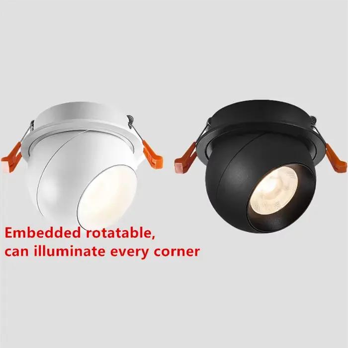 Downlights LED rotatifs intégrés 7W9W12W15W20W Anti-éblouissement COB spots plafonnier AC90-260V pou