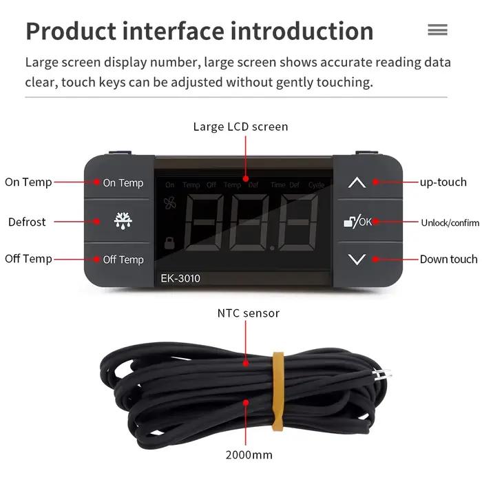 3010/EK-3020/EK-3030 LED Thermostat numérique régulateur de température thermorégulateur réfrigération dégivrage alarme
