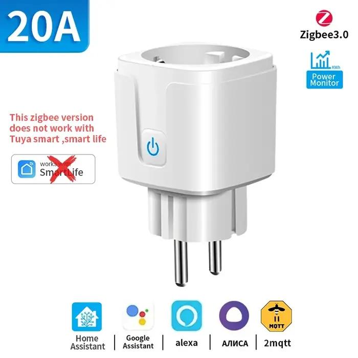 Prise intelligente TNCE Tuya WiFi/Zigbee 16A/20A pour la surveillance de la consommation électrique et la commande vocale avec Alexa et Google Home pour une maison intelligente