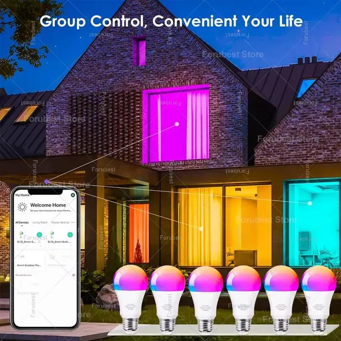 Tuya – ampoule LED intelligente E27 RGB CW 15W 20W