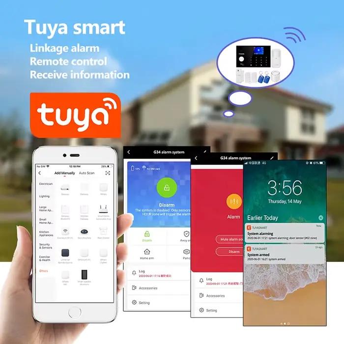 Système d'alarme FUERS avec sirène, détecteur de mouvement et capteur de fumée pour maison et bureau, compatible avec Amazon Alexa et Google Assistant pour sécurité familiale et professionnelle
