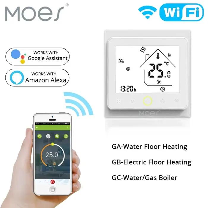 Thermostat intelligent WiFi Moes pour le contrôle de la température du chauffage au sol (eau/électricité) et de la