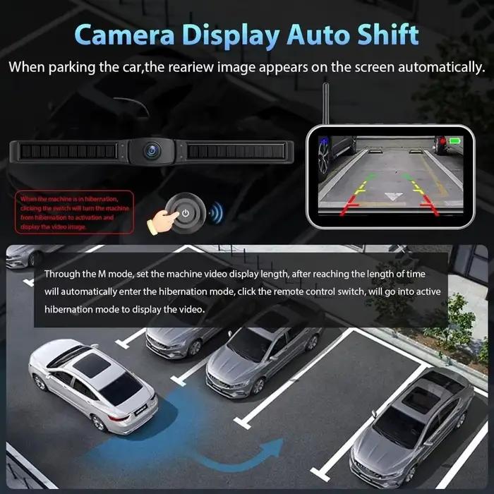 Caméra de recul VEKOOTO rechargeable solaire avec moniteur 7 pouces résolution 1080P pour camions voitures utilitaires sécurité manœuvres