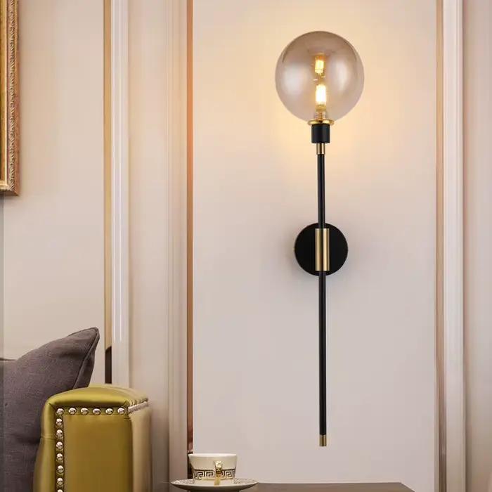 Applique murale Led moderne en forme de haricot magique, boule de verre en fer noir, pour salon, cha