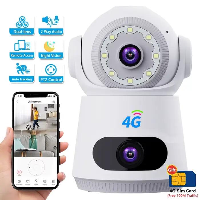 Caméra 4G avec carte Sim 8MP 4K double objectif