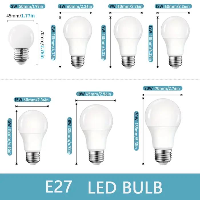 Ampoules LED E27 pour éclairage intérieur économique et esthétique, variété de puissances, adaptable, pour décoration de chambre et salon