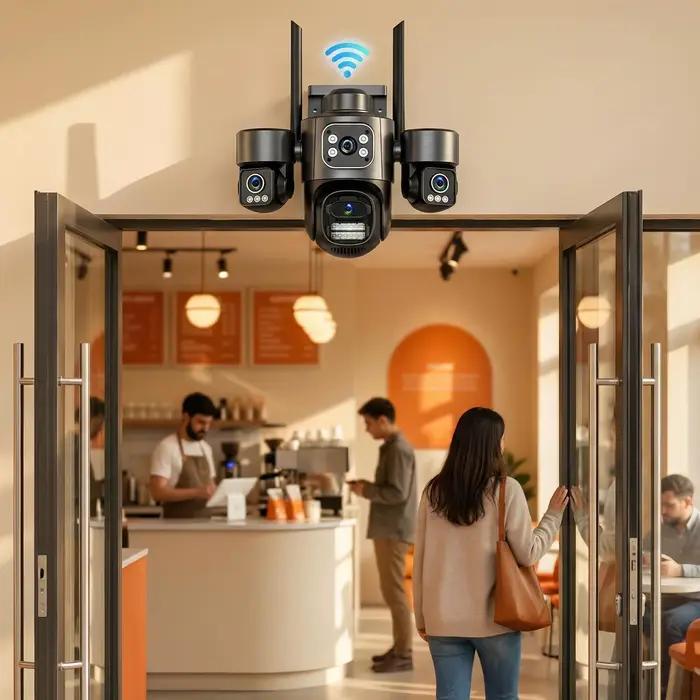 Caméra IP WiFi HD 15MP à triple écran et triple objectif ICsee