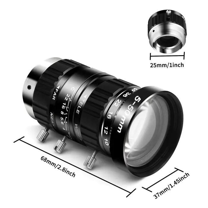 Objectif zoom manuel ELP CCTV C Mount 5-50 mm Varifocal 12MP Haute qualité pour caméras USB ELP 48MP